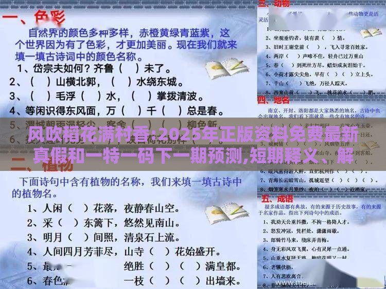 风吹稻花满村香:2025年正版资料免费最新真假和一特一码下一期预测,短期释义、解释与落实-规避虚假推广