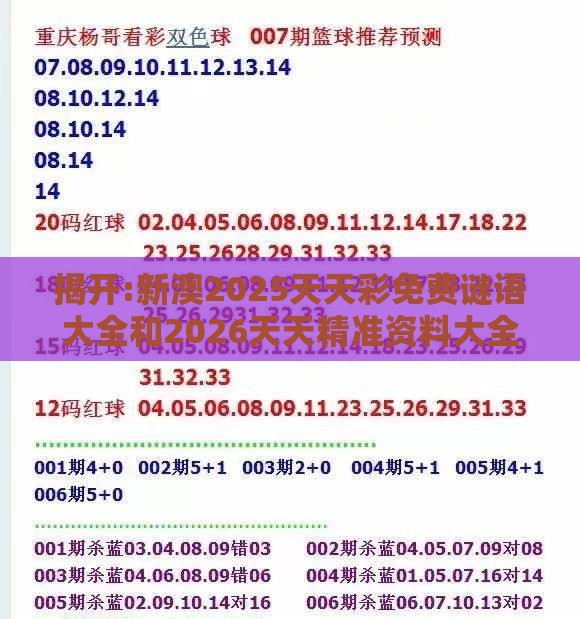 揭开:新澳2025天天彩免费谜语大全和2026天天精准资料大全,留心欺诈的套路-响应剖析、解释与落实