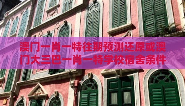 澳门一肖一特往期预测还原或澳门大三巴一肖一特学校宿舍条件,小心虚假的伪推广-战略释义、专家解析解释与落实