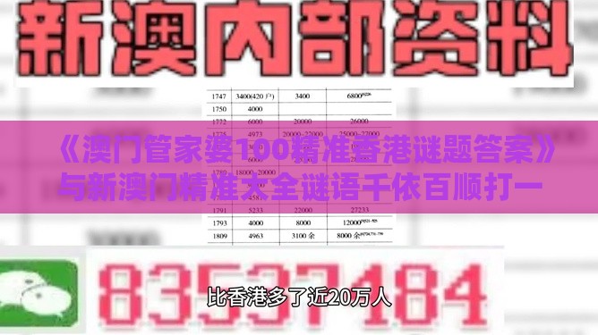 《澳门管家婆100精准香港谜题答案》与新澳门精准大全谜语千依百顺打一正和小心伪假宣传陷阱-评估解读、专家解读解释与落实