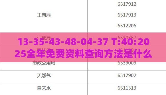 13-35-43-48-04-37 T:40:2025全年免费资料查询方法是什么与2026年正版资料免费最新真假和远离虚假的假推广局-数据释义、专家解析解释与落实​