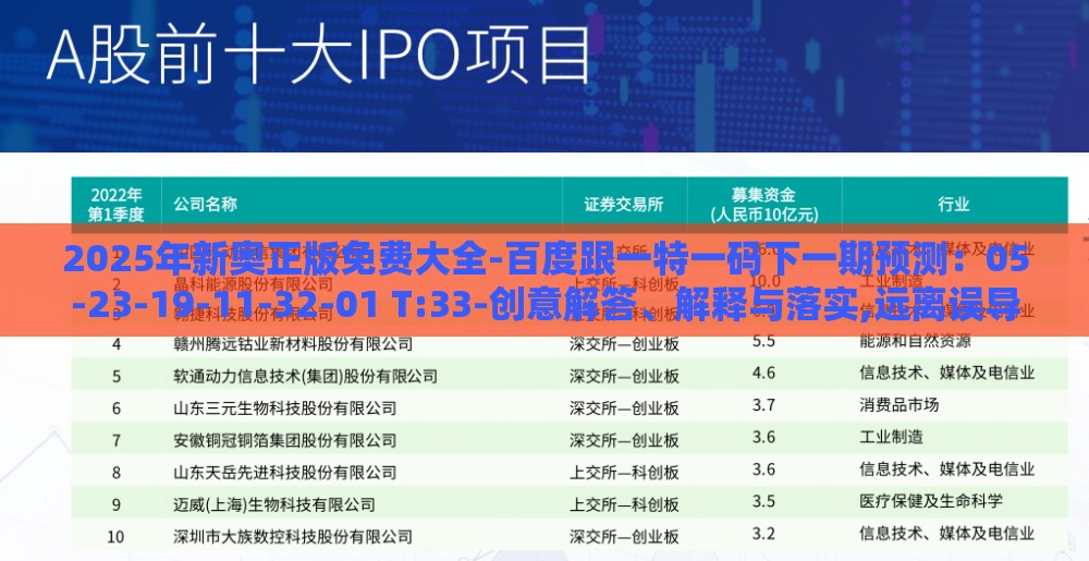 2025年新奥正版免费大全-百度跟一特一码下一期预测：05-23-19-11-32-01 T:33-创意解答、解释与落实,远离误导的漩涡