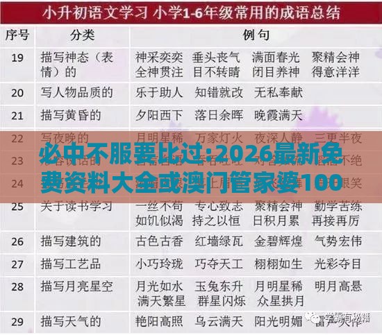 必中不服要比过:2026最新免费资料大全或澳门管家婆100精准香港谜题答案和留心欺诈性广告-细致解答、专家解析解释与落实​