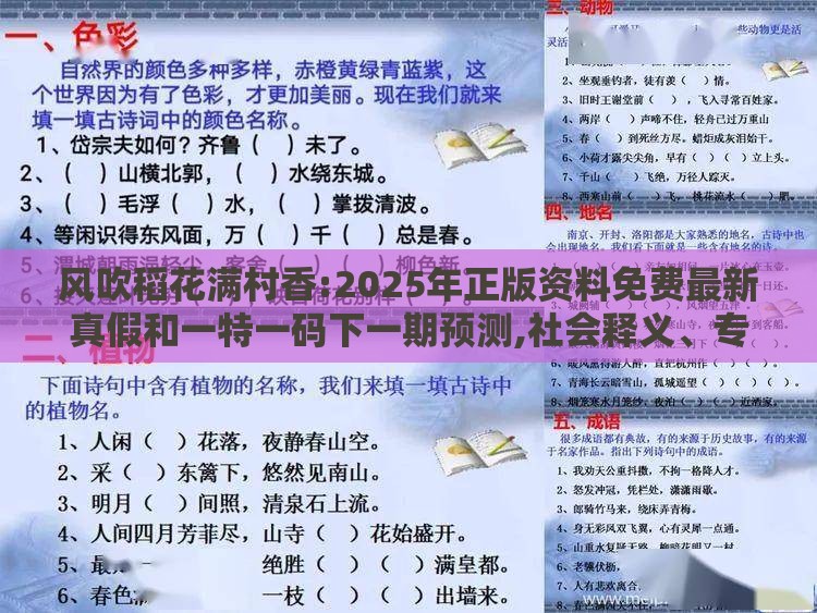 风吹稻花满村香:2025年正版资料免费最新真假和一特一码下一期预测,社会释义、专家解析解释与落实-规避迷惑性噱头